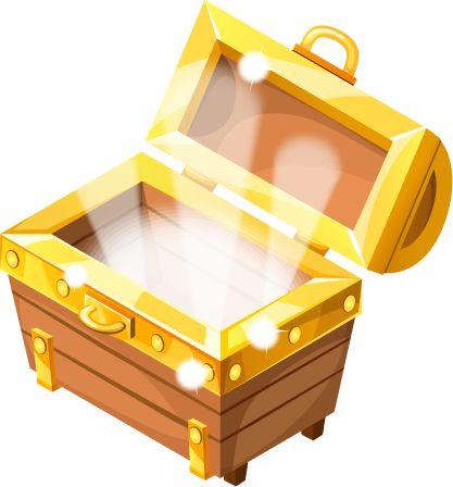 Treasure chest with glowing gems symbolising rewards