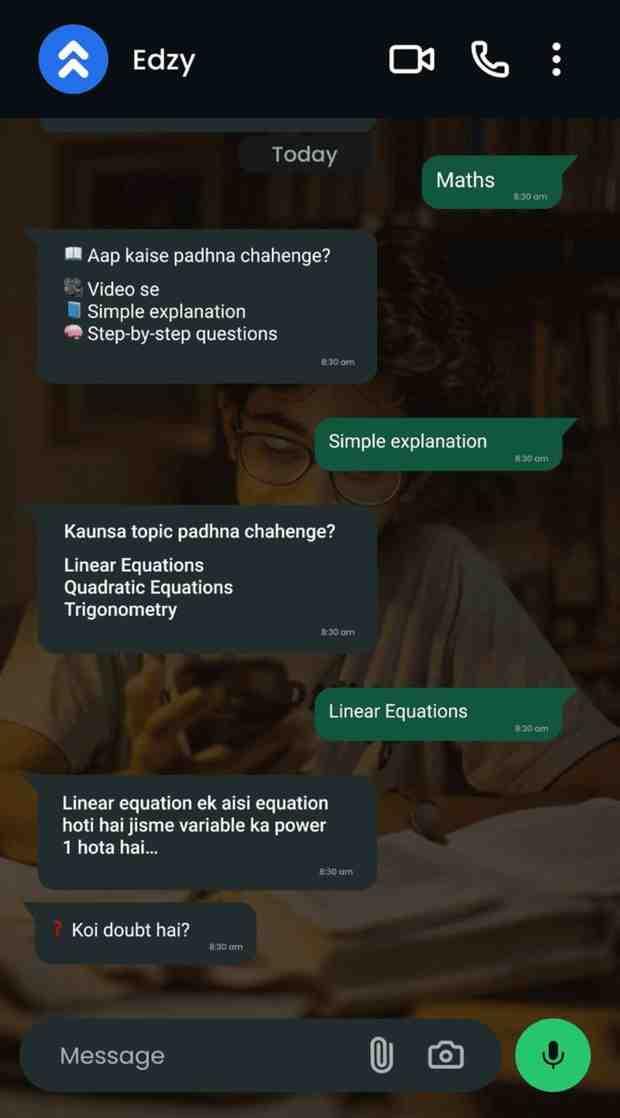 Example of WhatsApp interaction