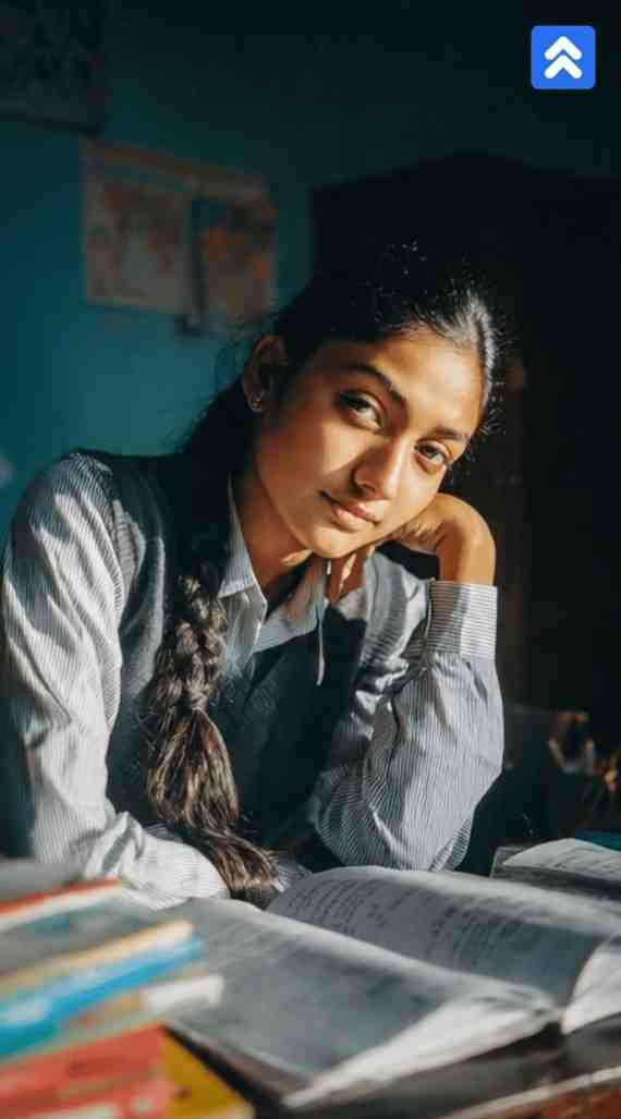 Girl focused on studying
