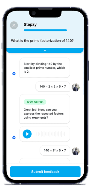 Stepzy app quiz feedback screen