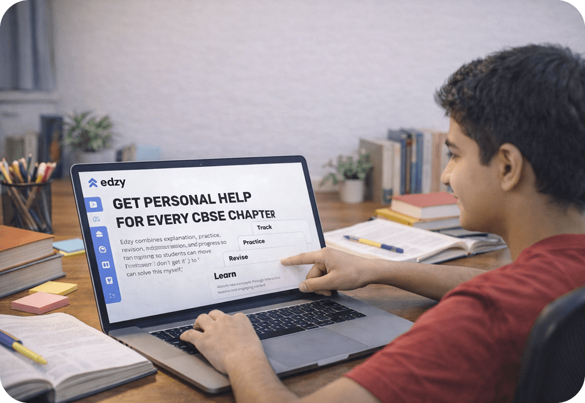 Edzy AI Tutor Student using Edzy AI Tutor on a laptop