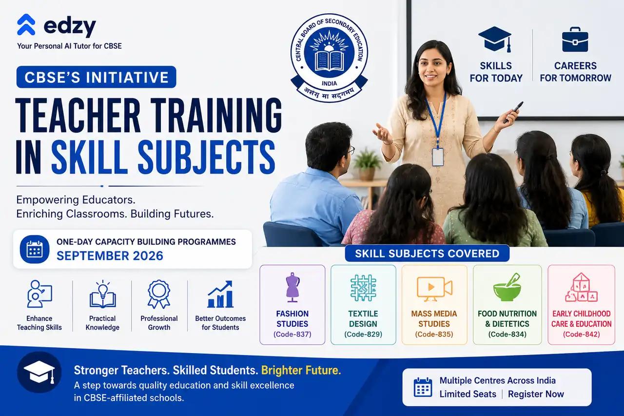 CBSE Organizes One-Day Teacher Training for Skill Subjects in September 2026 CBSE Organizes One-Day Teacher Training for Skill Subjects in September 2026