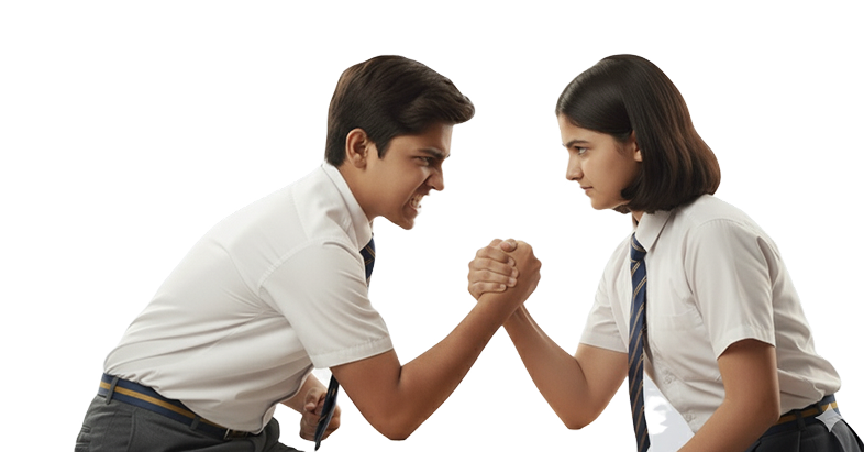 Two students competing in an Edzy duel with timed CBSE questions