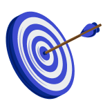 Goal target with an arrow representing learning goals