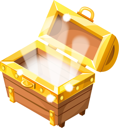 Treasure chest with glowing gems symbolising rewards
